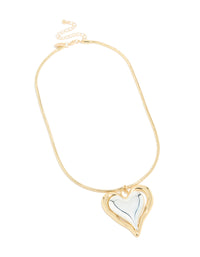 Mixed Metal Plated Large Molten Heart Pendant Necklace - link has visual effect only