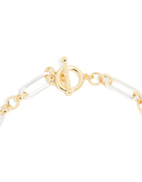Mixed Metal Plated Link Chain Necklace - link has visual effect only