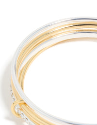 Mixed Metal Plated Diamante Rondell Linked Bangle - link has visual effect only