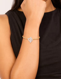 Mixed Metal Plated Cubic Zirconia T & O Chain Bracelet - link has visual effect only