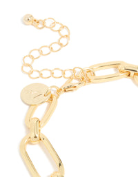 Mixed Metal Plated Diamante Carabiner Chain Bracelet - link has visual effect only