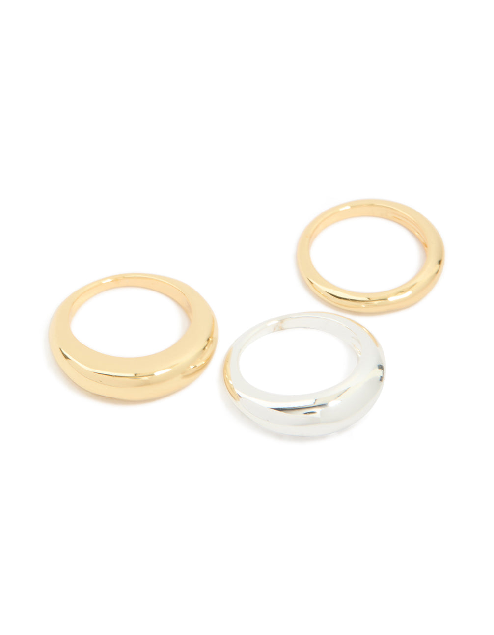 Mixed Metal Plated Chubby Organic Rings 3-Pack