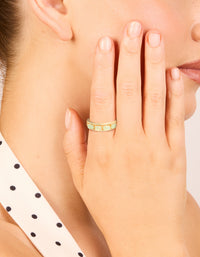 Gold Plated Vintage Green Pebbles Ring - link has visual effect only