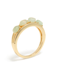 Gold Plated Vintage Green Pebbles Ring - link has visual effect only