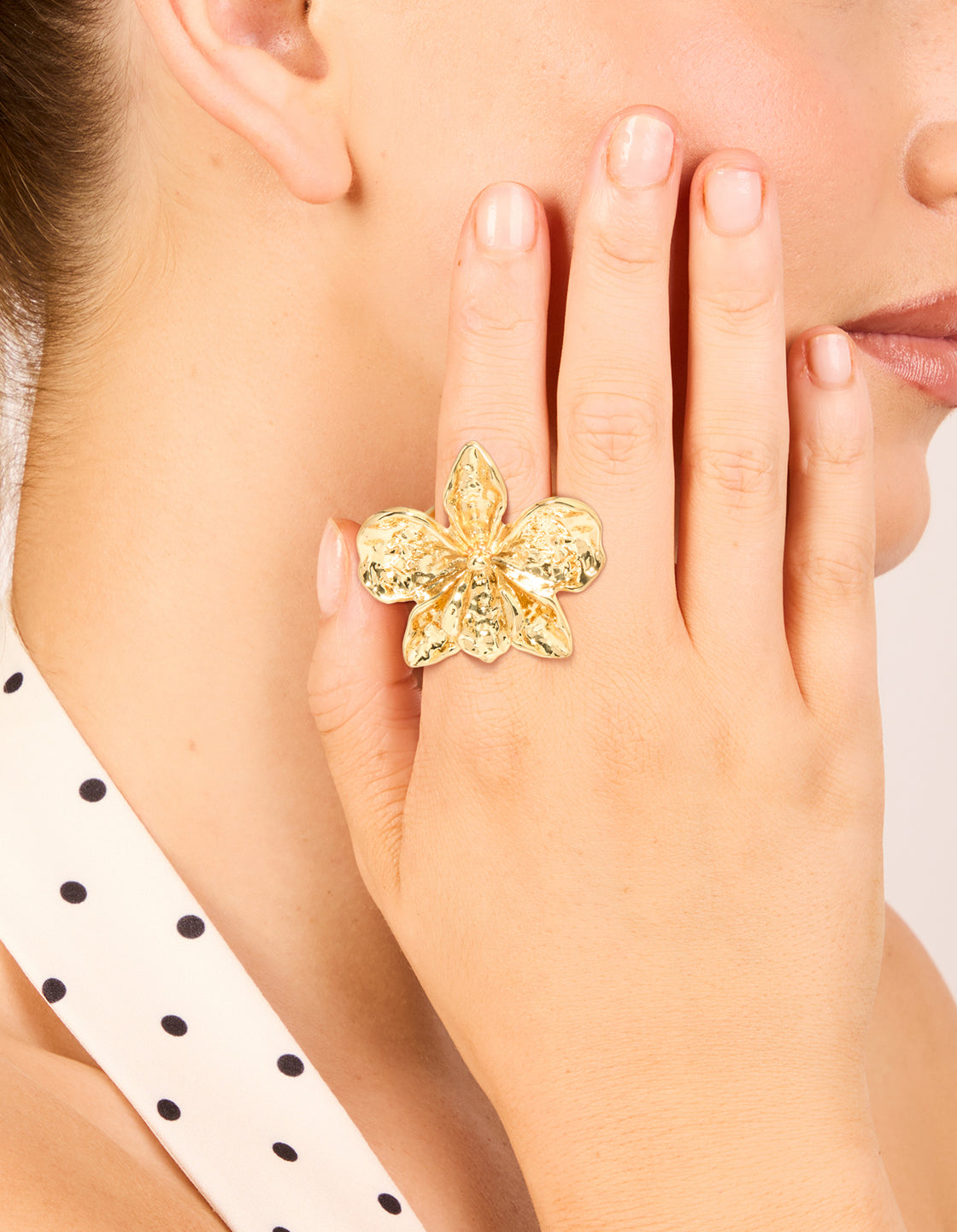 Gold Plated Large Molten Flower Ring