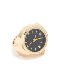 Gold & Black Statement Watch Ring - link has visual effect only