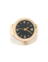 Gold & Black Statement Watch Ring - link has visual effect only