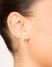 Gold Cubic Zirconia Jumping Horse Stud Earrings - link has visual effect only