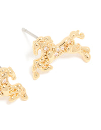 Gold Cubic Zirconia Jumping Horse Stud Earrings - link has visual effect only