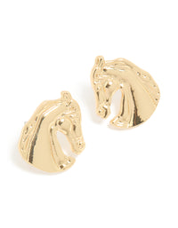 Gold Horse Large Stud Earrings - link has visual effect only