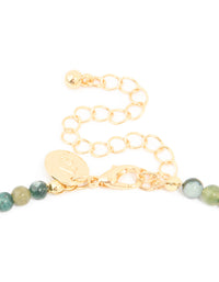 Gold Plated Jade Semi Precious Stone Mixed Beaded Freshwater Pearl Necklace - link has visual effect only