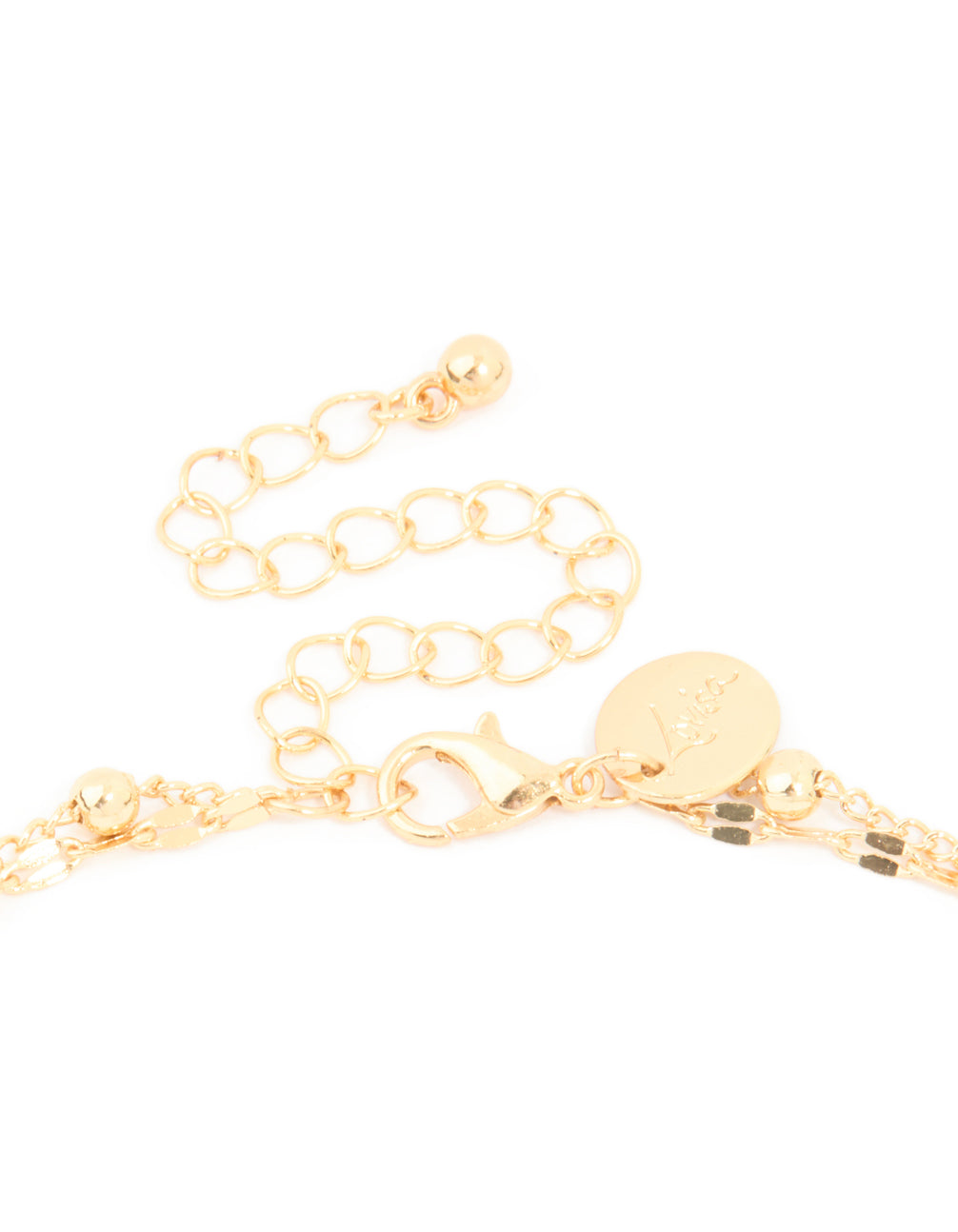 Gold Plated Jade Semi Precious Stone Cubic Zirconia Layered Chain Necklace