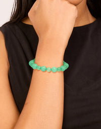 Gold & Green Jade Semi Precious Stone Beaded Bracelet - link has visual effect only