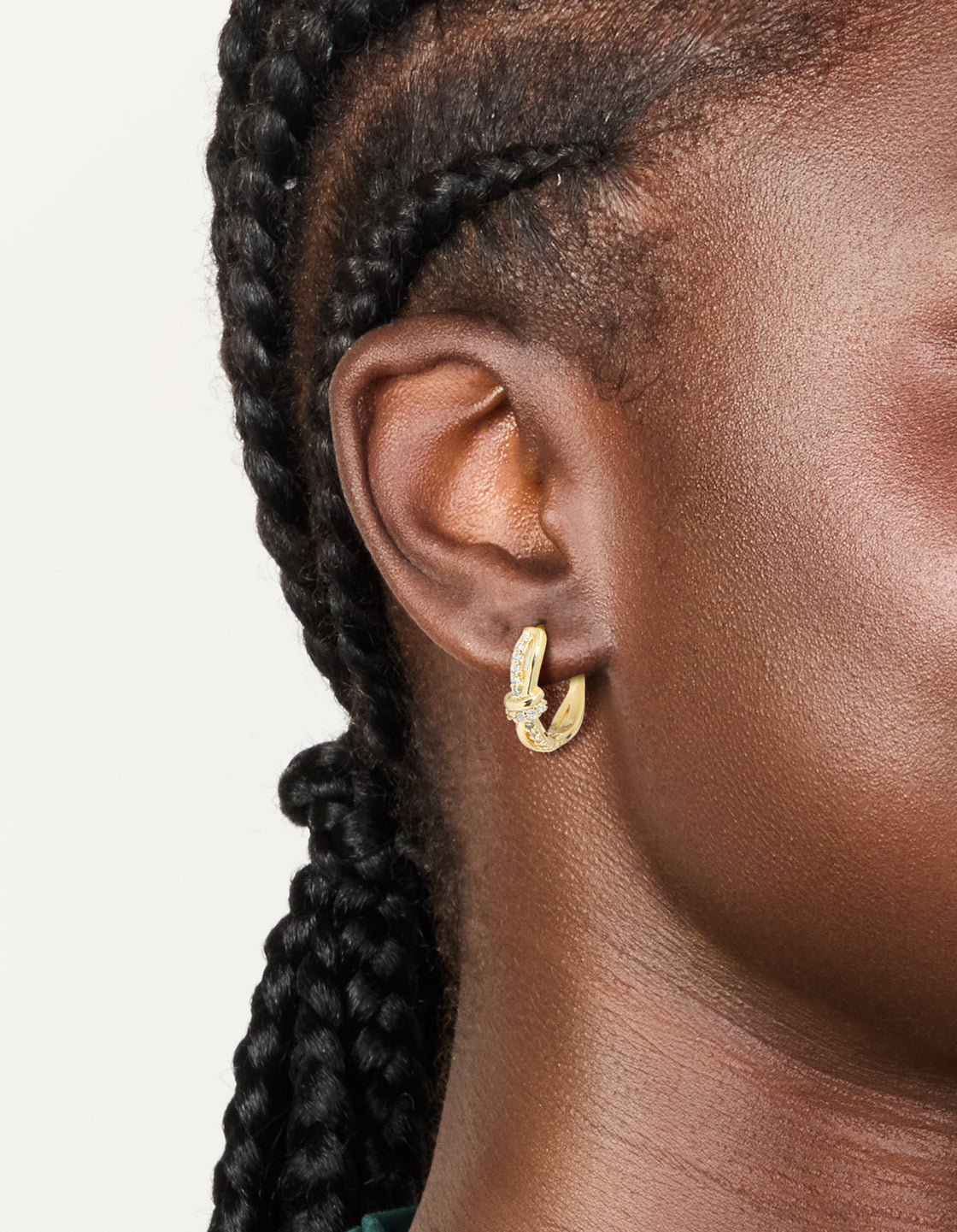 Gold Plated Cubic Zirconia Knot Huggie Earrings