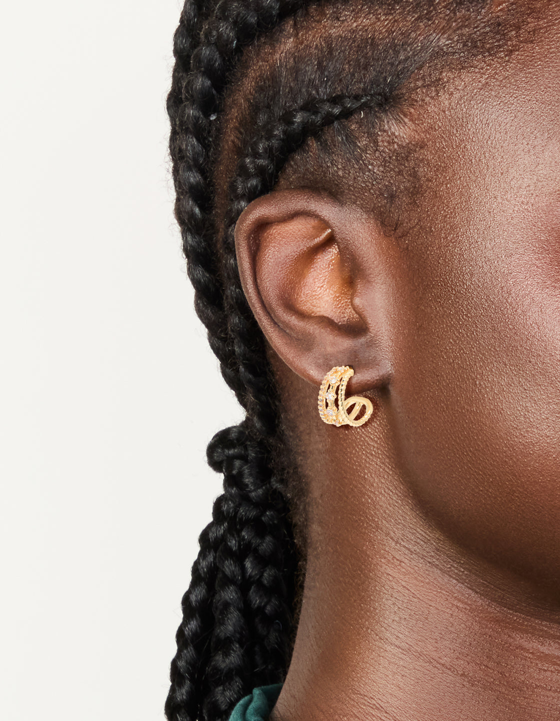 Gold Plated Cubic Zirconia Star Detail Illusion Hoop Earrings
