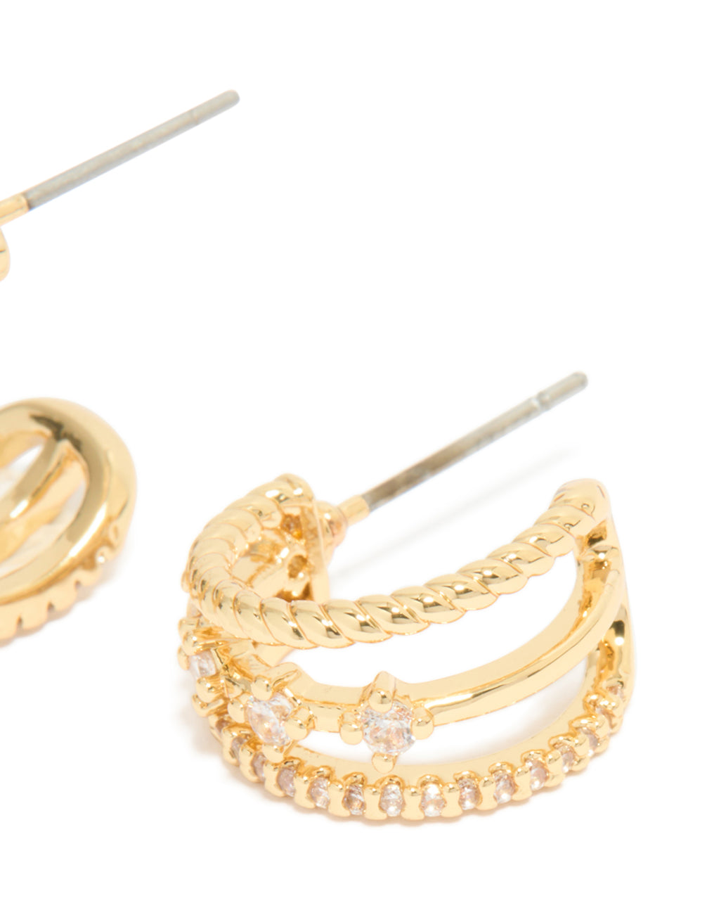 Gold Plated Cubic Zirconia Star Detail Illusion Hoop Earrings
