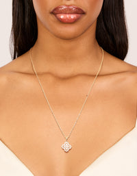 Gold Plated Cubic Zirconia Flower Pendant Necklace - link has visual effect only