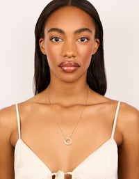 Gold Plated Cubic Zirconia Linked Circle Necklace - link has visual effect only