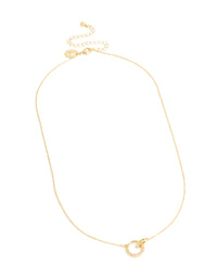 Gold Plated Cubic Zirconia Linked Circle Necklace - link has visual effect only