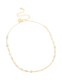 Gold Plated Multicoloured Cubic Zirconia Ovals Necklace - link has visual effect only