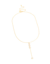 Gold Plated Cubic Zirconia Halo Round Triple Drop Necklace - link has visual effect only