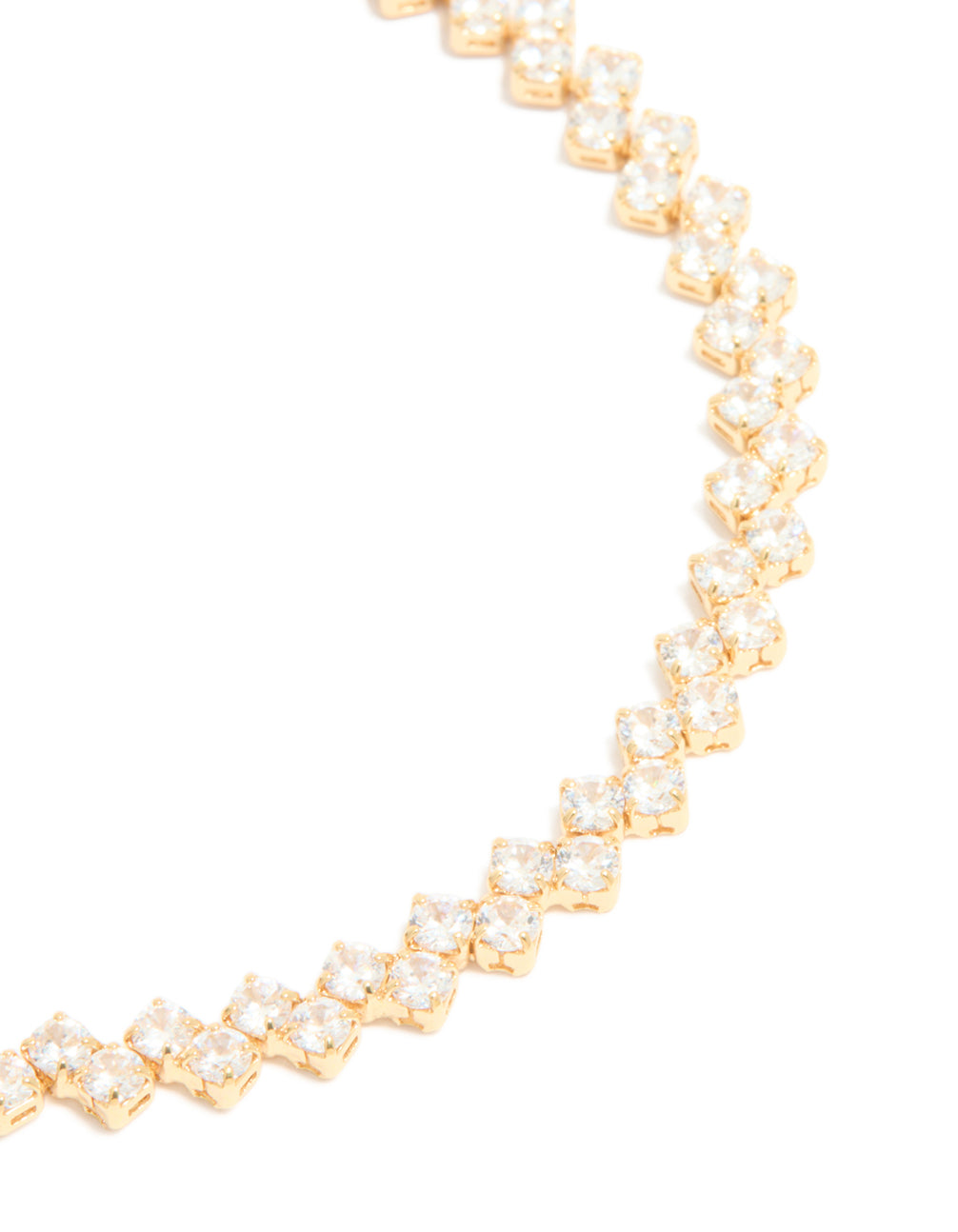 Gold Plated Cubic Zirconia Zig Zag Tennis Bracelet