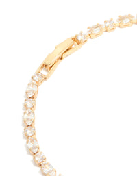 Gold Plated Cubic Zirconia Alternating Round & Oval Tennis Bracelet - link has visual effect only