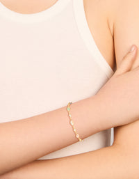 Gold Plated Multicoloured & Clear Cubic Zirconia Oval Bracelet - link has visual effect only