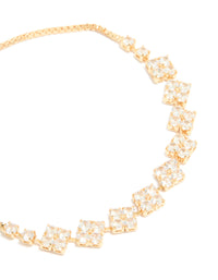Gold Plated Cubic Zirconia Flower Detail Toggle Bracelet - link has visual effect only