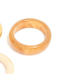 Crafted from waterproof gold plated stainless steel and marbled stacking rings 3-pack side detail view - link has visual effect only