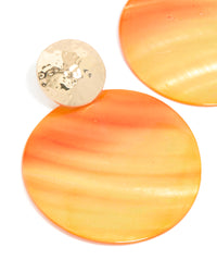 Gold Orange Shell Hammered Drop Earrings - link has visual effect only