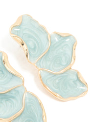 Gold Blue Enamel Small Half Flower Earrings - link has visual effect only