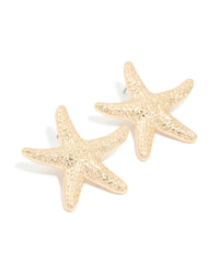 Gold Hammered Starfish Stud Earrings - link has visual effect only
