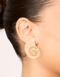 Gold Classic Spiral Shell Earrings - link has visual effect only