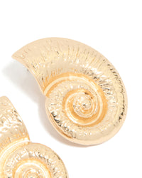 Gold Classic Spiral Shell Earrings - link has visual effect only