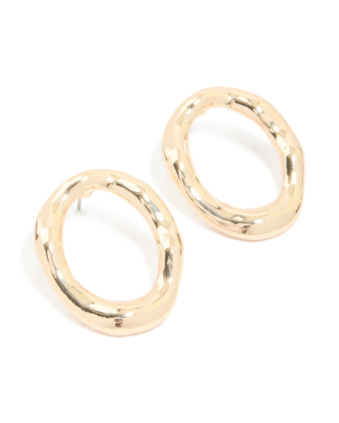 Gold Organic Open Circle Stud Earrings