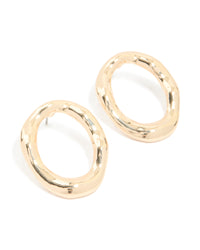 Gold Organic Open Circle Stud Earrings - link has visual effect only