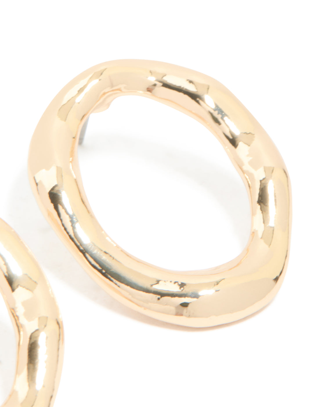 Gold Organic Open Circle Stud Earrings