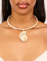 Gold Spiral Shell Torque Necklace - link has visual effect only