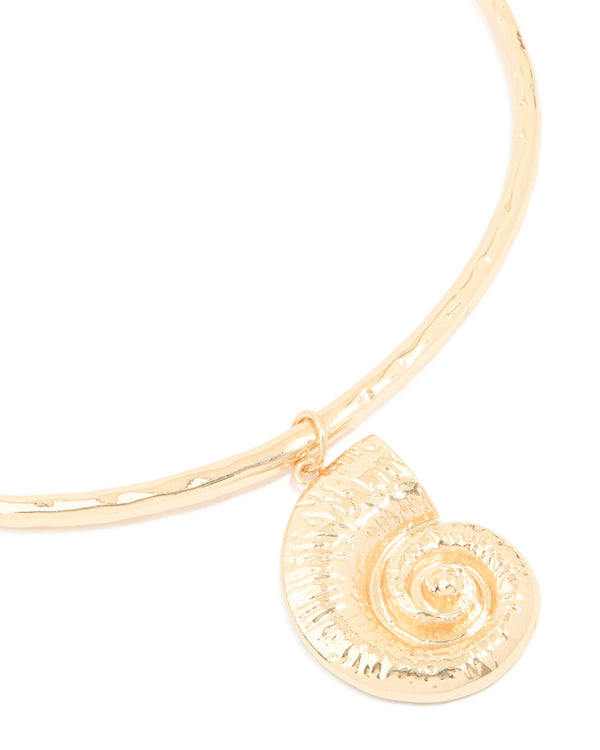 Gold Spiral Shell Torque Necklace
