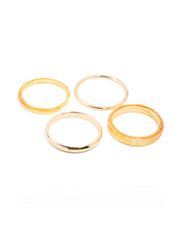 Orange Acrylic & Gold Bangles 4-Pack - link has visual effect only