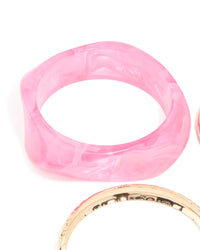 Gold & Pink Acrylic Bangles 3-Pack - link has visual effect only