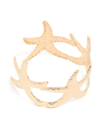 Gold Hammered Starfish Motifs Wrist Cuff - link has visual effect only