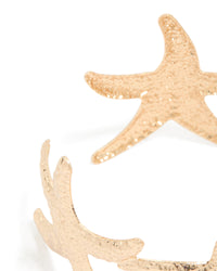 Gold Hammered Starfish Motifs Wrist Cuff - link has visual effect only