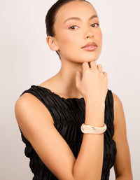 Gold Thick Hammered Wavy Bangle - link has visual effect only