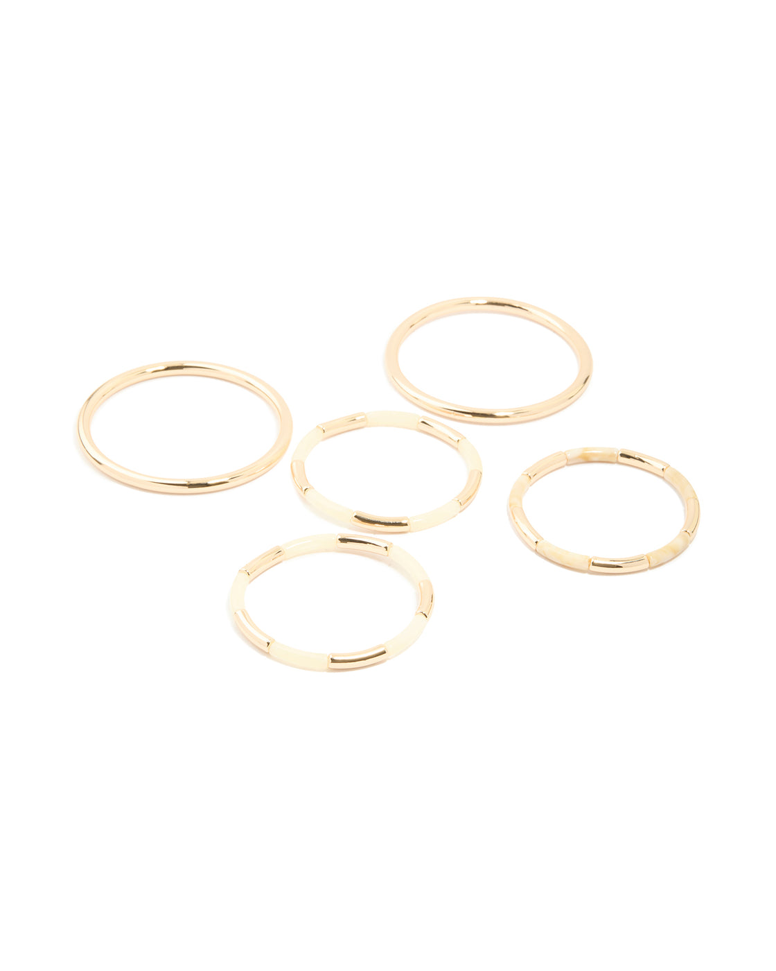 Gold & Cream Acrylic Beaded Stretch Bracelets & Bangles 5-Pack