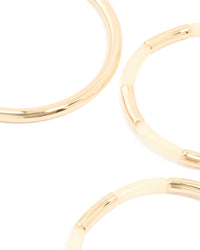 Gold & Cream Acrylic Beaded Stretch Bracelets & Bangles 5-Pack - link has visual effect only