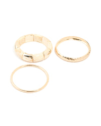 Gold Cream Acrylic Stretch Bracelet & Gold Bangles 3-Pack - link has visual effect only
