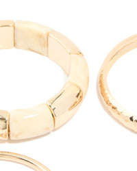 Gold Cream Acrylic Stretch Bracelet & Gold Bangles 3-Pack - link has visual effect only