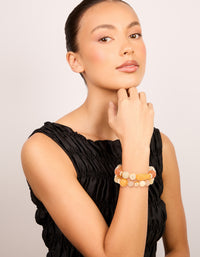 Mixed Neutral Beaded Stretch Bracelets 2-Pack - link has visual effect only